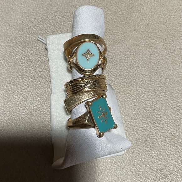 Free People‎ Gold and Turquoise Ring Set brand new - Picture 12 of 14